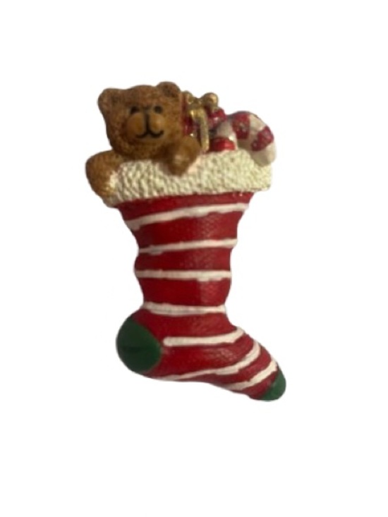 Jewelry - Vintage Festive Teddy Bear Christmas Stocking Brooch